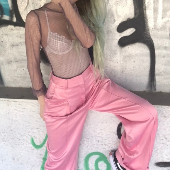 H&M Pink Satin Wide Leg Pants - Picture 6 of 9